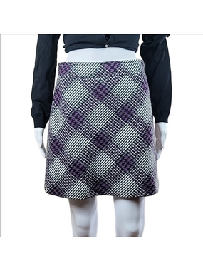 Loft Petites Wool Blend Tweed Purple Black Gray Houndstooth Plaid Minisk…